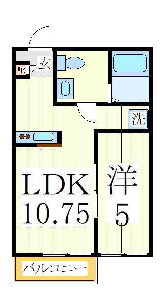 コンフォートシティ増尾(1LDK/1階)の間取り写真