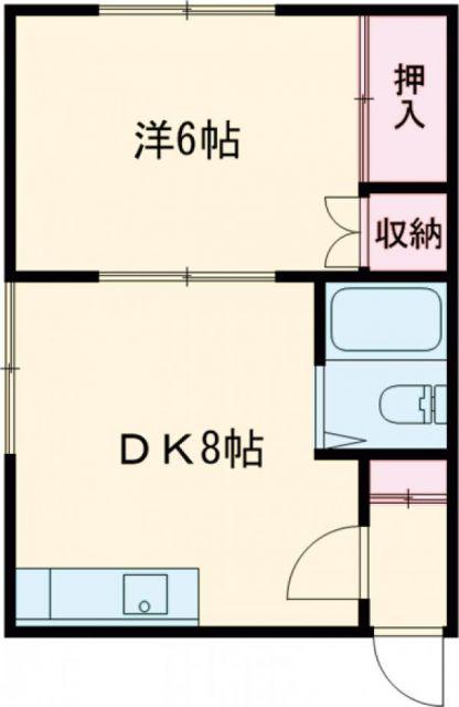 クレスト北美原(1DK/2階)の間取り写真