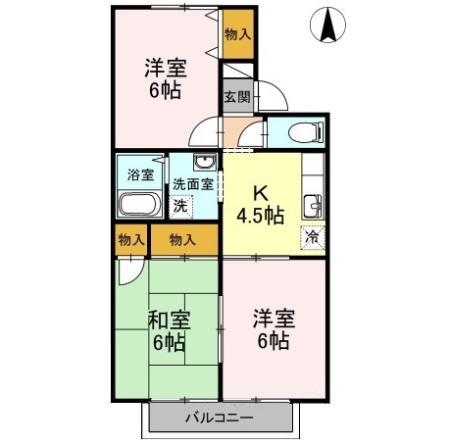 セジュールふじいC棟(3K/2階)の間取り写真