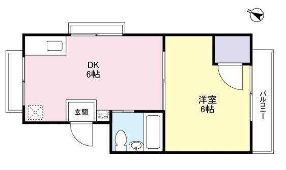 ニュー堀マンションC棟(1DK/3階)の間取り写真