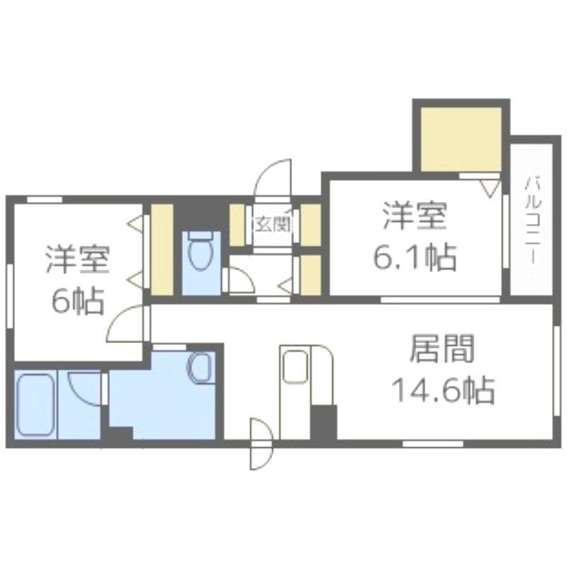 LAMECANA手稲駅前(2LDK/4階)の間取り写真