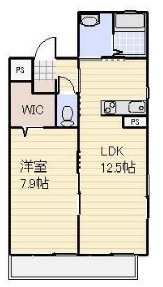 ウエストコート(1LDK/1階)の間取り写真