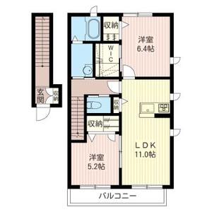 ベルウッド(2LDK/2階)の間取り写真