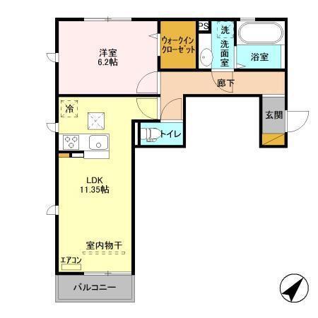 DROOM SAKURA.B(1LDK/1階)の間取り写真