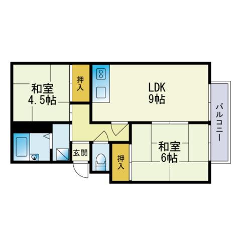 コーポ花(2LDK/2階)の間取り写真
