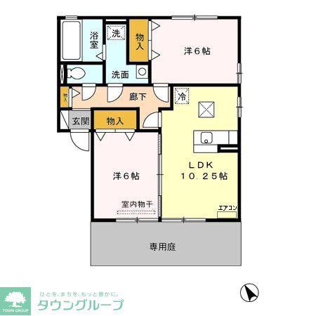アカナウィン(2LDK/1階)の間取り写真