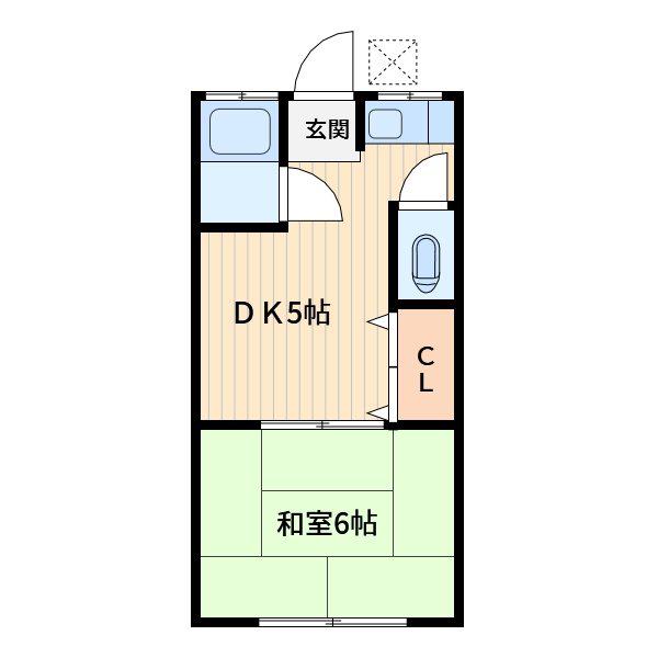 錦荘C(1DK/1階)の間取り写真