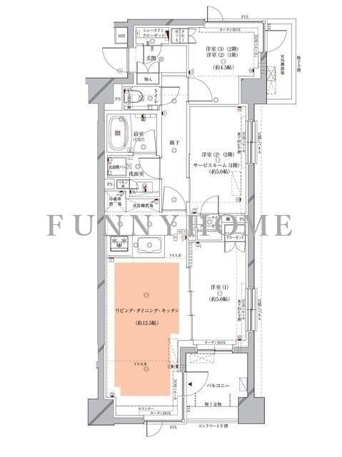 OPUS RESIDENCE MEGURO SENZOKU(2SLDK/1階)の間取り写真