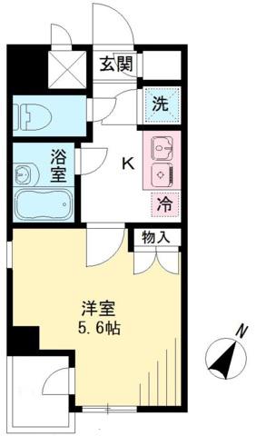 ダイヤメイト聖蹟(1K/5階)の間取り写真
