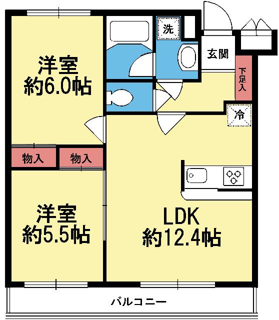 ルミエール妙蓮寺II(2LDK/2階)の間取り写真