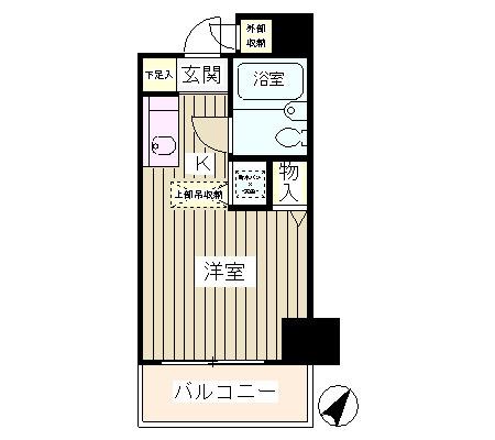 栗生ハイツ(ワンルーム/6階)の間取り写真