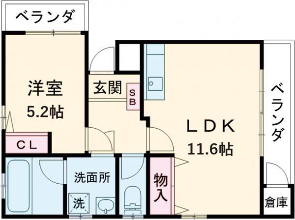 MSパティオ(1LDK/2階)の間取り写真