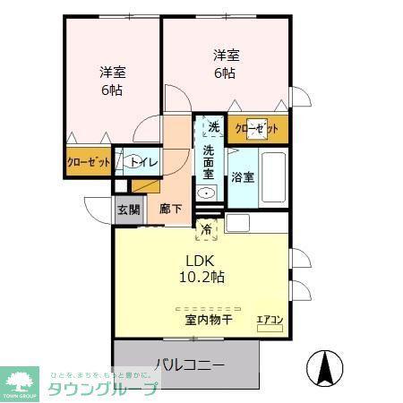 ロイヤルヒル共栄I(2LDK/1階)の間取り写真