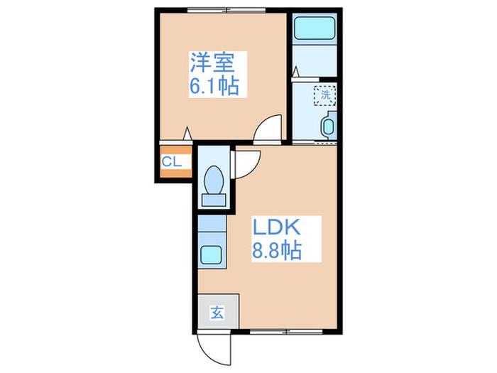 アクアシティ追分(1LDK/1階)の間取り写真