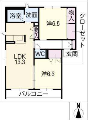 フレンドリー G棟(2LDK/1階)の間取り写真