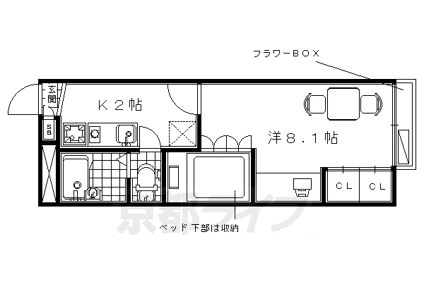 レオパレス 精華(1K/1階)の間取り写真