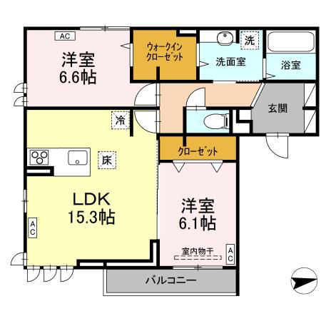 アーネスト安宅(2LDK/1階)の間取り写真