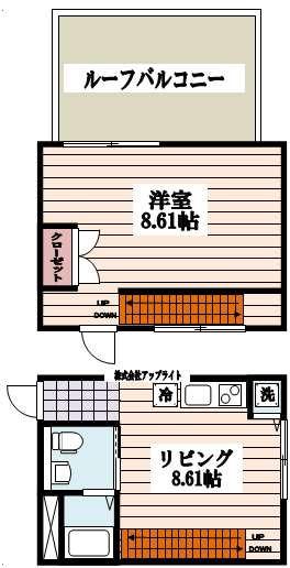 プリンセスライン四谷四丁目イースト(1LDK/4階)の間取り写真