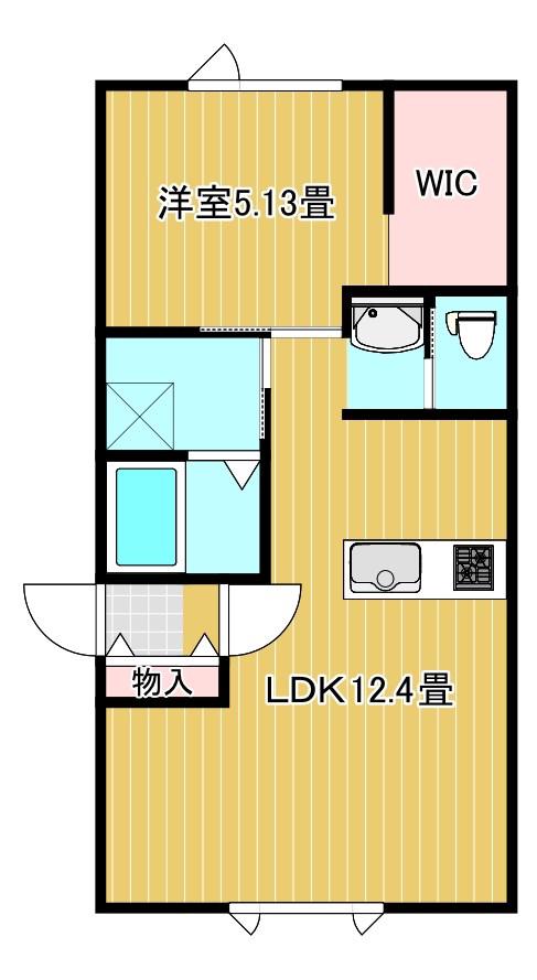 プルメリア(1LDK/2階)の間取り写真