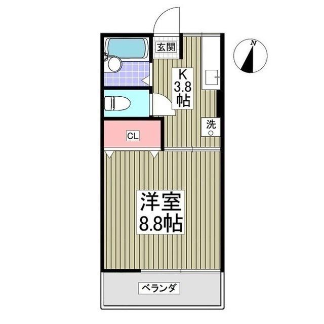 テクノポリス宝木(1K/2階)の間取り写真