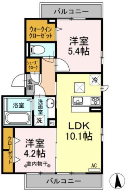 ソシア青井(2LDK/1階)の間取り写真