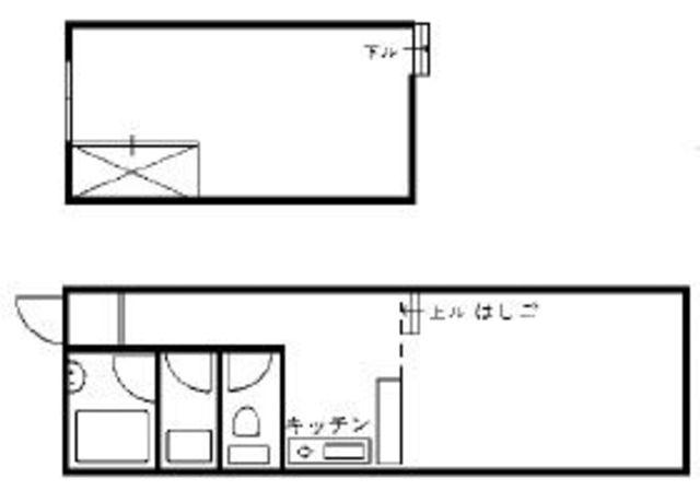 月光荘1号棟(1K/2階)の間取り写真