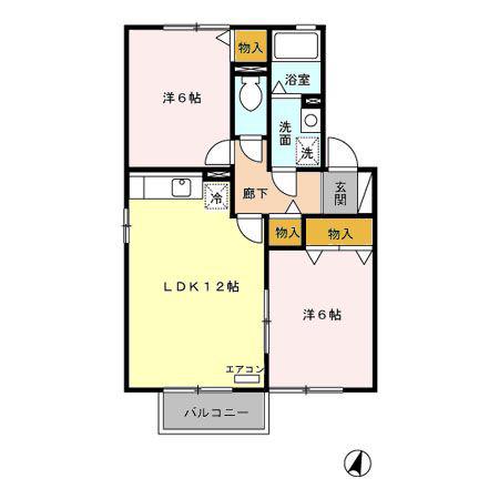 エストアージュ(2LDK/1階)の間取り写真