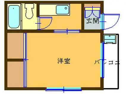 コアラハイツ(1K/2階)の間取り写真