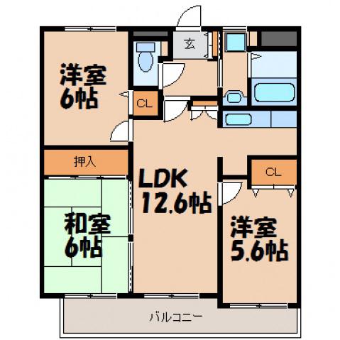 MAENOYA 2ND(3LDK/3階)の間取り写真