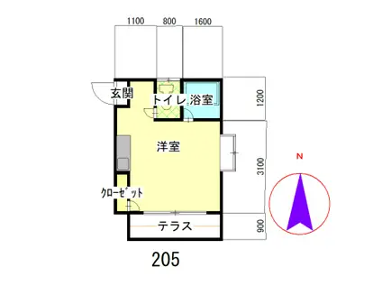 ソフィ清水II(ワンルーム/1階)の間取り写真