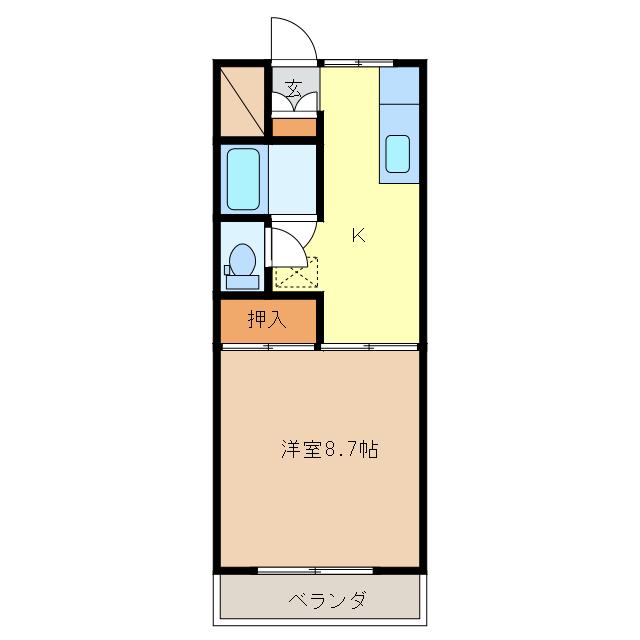 橘ハイツ(1K/3階)の間取り写真