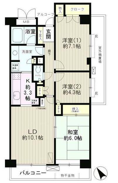 高田馬場パーク・ホームズ(3LDK/8階)の間取り写真