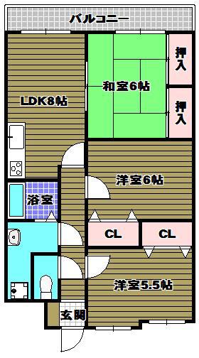 パークヒルズ千代田(3DK/3階)の間取り写真