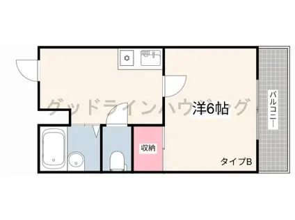 ルーキー東条マンション(1DK/4階)の間取り写真