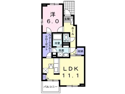 ラフィールN・K DK(1LDK/1階)の間取り写真