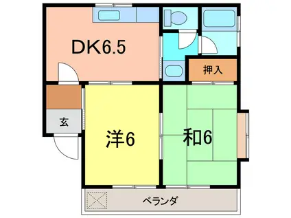 ハイツ桜雅C棟(2DK/1階)の間取り写真
