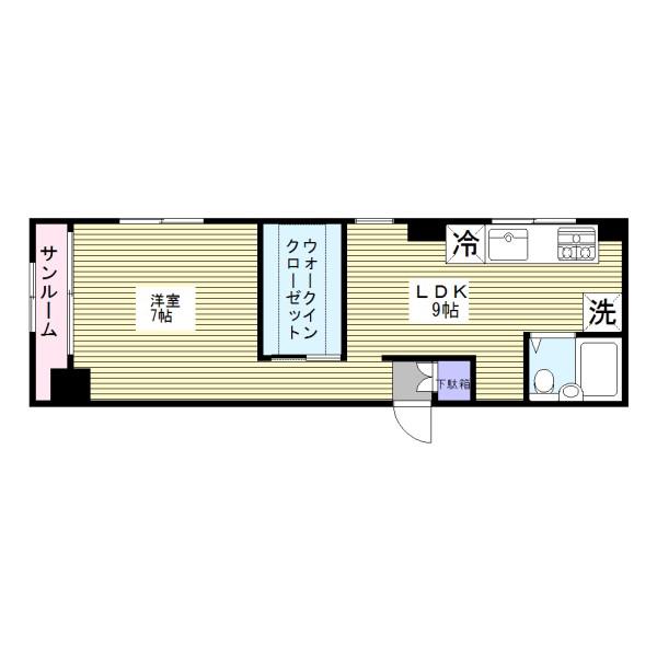コート池上(1DK/2階)の間取り写真