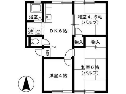 エレガンス西市 E棟(3DK/1階)の間取り写真