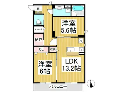 CS鶴賀ブレインマンション(2LDK/2階)の間取り写真