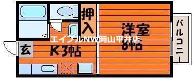 クライン・ブリュッケB(1K/1階)の間取り写真