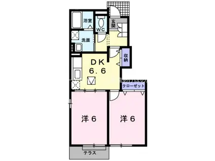 LUCKY HOUSE(2DK/1階)の間取り写真