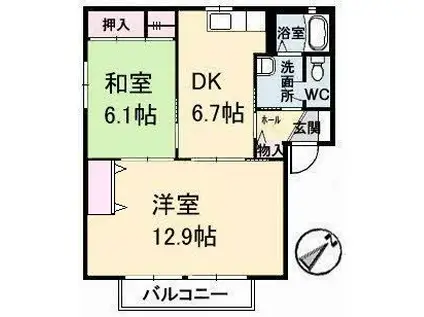 フォーレスODA B(2DK/2階)の間取り写真