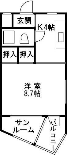 ライフ493(1K/3階)の間取り写真