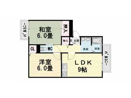 宗久園ハイツ A棟(2LDK/1階)の間取り写真