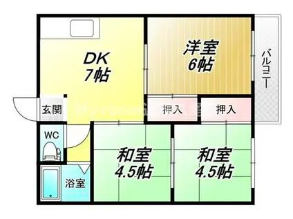エスト北木の本(3DK/1階)の間取り写真