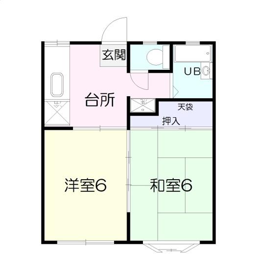 ジュビロ掛川(2DK/1階)の間取り写真