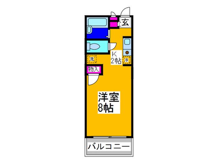 グリーンピース(1K/1階)の間取り写真