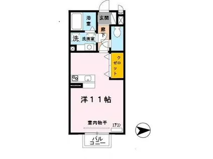 エルムス・ヒル(ワンルーム/1階)の間取り写真