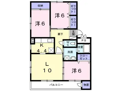 PAVILIONおおゆ(3LDK/1階)の間取り写真
