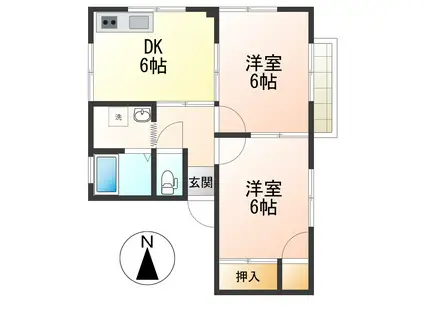 ユーフォリアハイツ(2DK/1階)の間取り写真